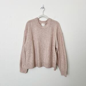 [H&M] Light Pink Sequined Crew Neck Oversized Pullover Sweater Size Medium M
